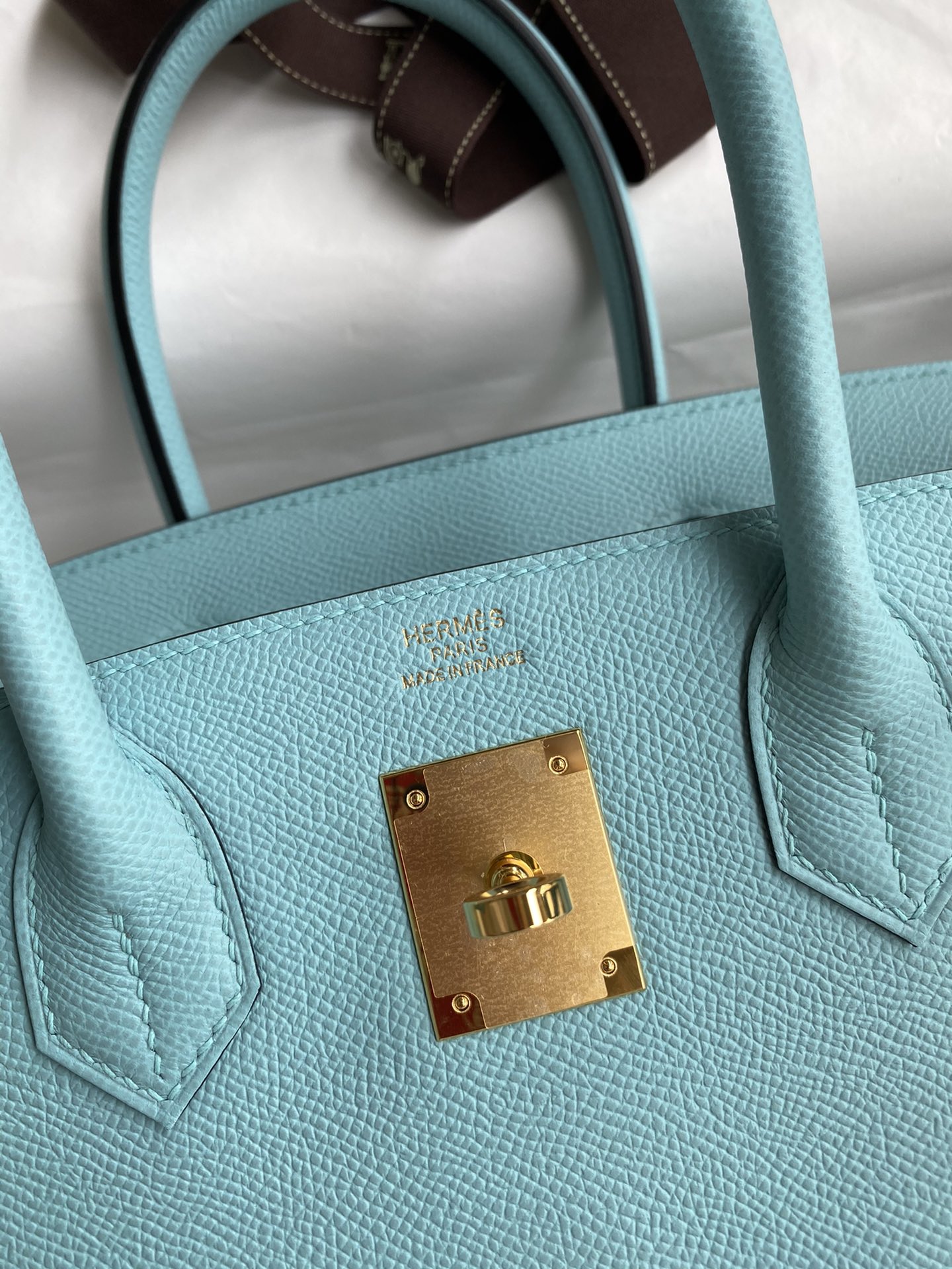 Hermes Birkin 30CM Epsom Leather Handbag Blue Atoll